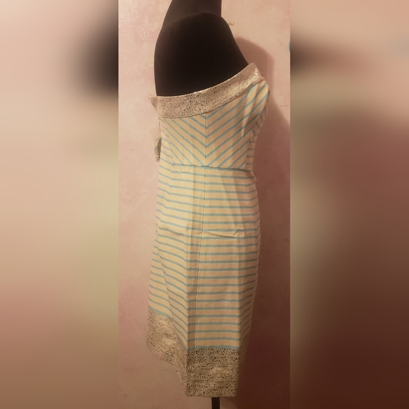 Lilly Pulitzer Strapless Blue and Cream Dress - Picture 5 of 5